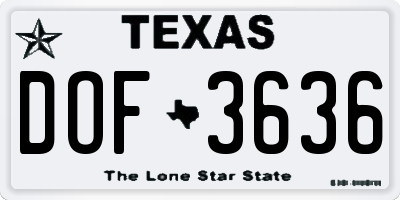 TX license plate DOF3636