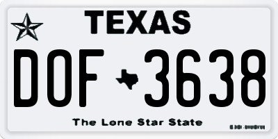 TX license plate DOF3638