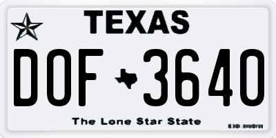 TX license plate DOF3640