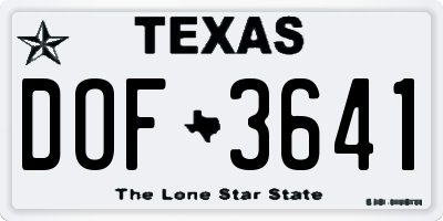 TX license plate DOF3641