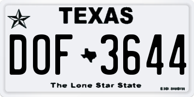 TX license plate DOF3644