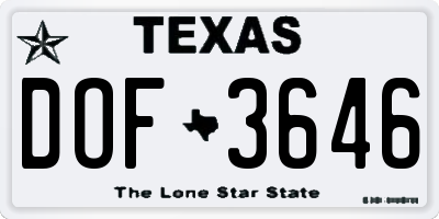 TX license plate DOF3646