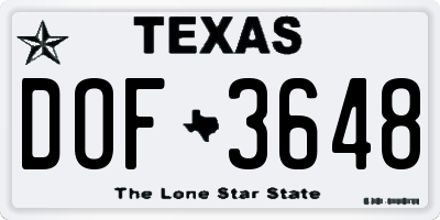 TX license plate DOF3648