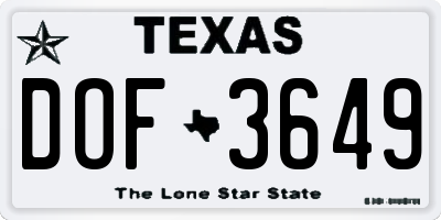 TX license plate DOF3649