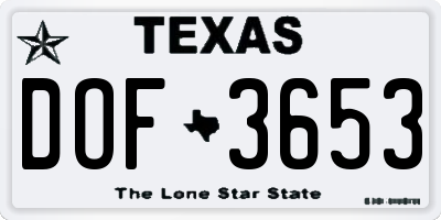 TX license plate DOF3653
