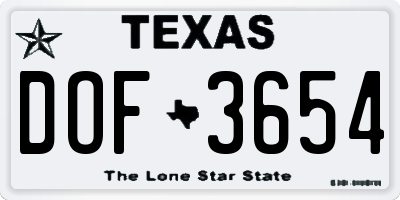 TX license plate DOF3654