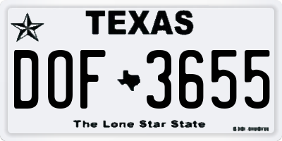 TX license plate DOF3655