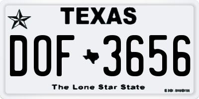 TX license plate DOF3656