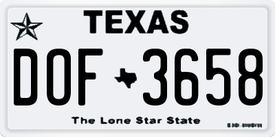 TX license plate DOF3658