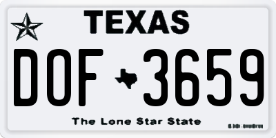 TX license plate DOF3659