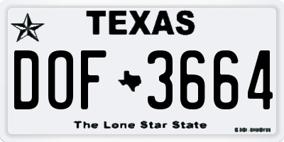 TX license plate DOF3664