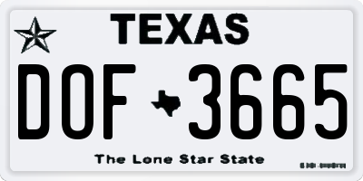 TX license plate DOF3665