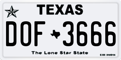 TX license plate DOF3666