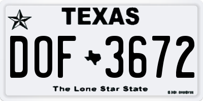 TX license plate DOF3672