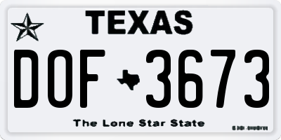 TX license plate DOF3673