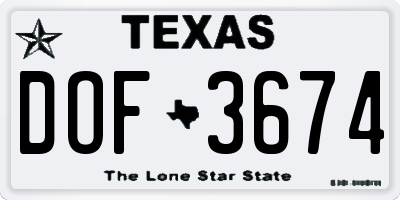 TX license plate DOF3674