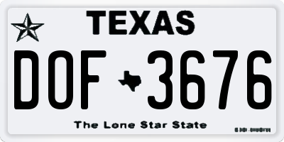 TX license plate DOF3676