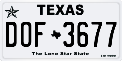 TX license plate DOF3677