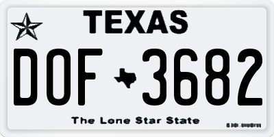 TX license plate DOF3682