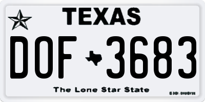 TX license plate DOF3683