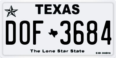 TX license plate DOF3684