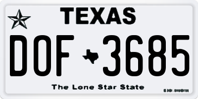 TX license plate DOF3685