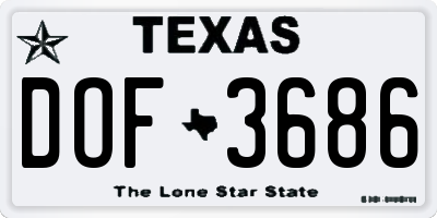 TX license plate DOF3686