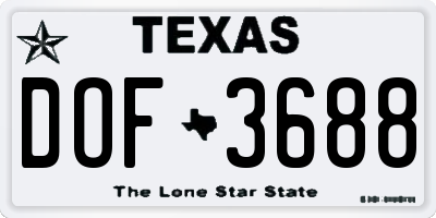 TX license plate DOF3688
