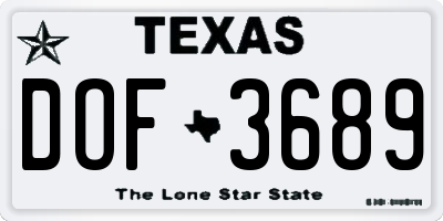 TX license plate DOF3689