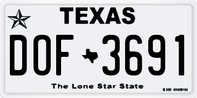 TX license plate DOF3691