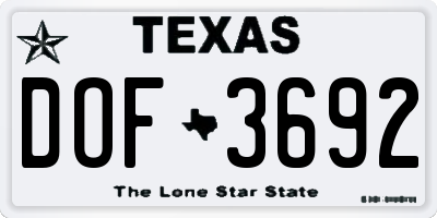 TX license plate DOF3692