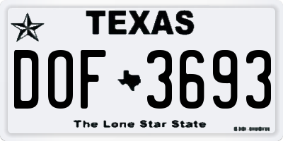 TX license plate DOF3693