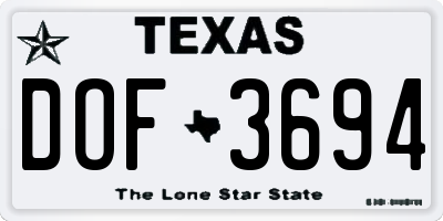 TX license plate DOF3694