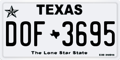 TX license plate DOF3695