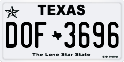 TX license plate DOF3696