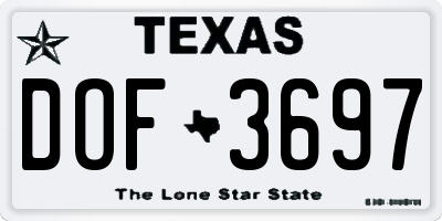TX license plate DOF3697