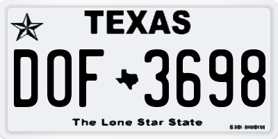 TX license plate DOF3698