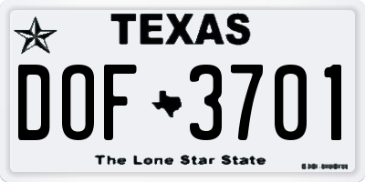 TX license plate DOF3701