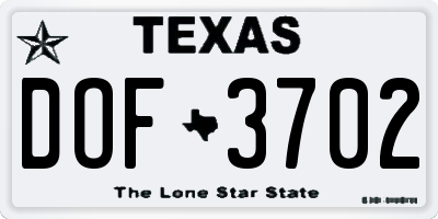 TX license plate DOF3702