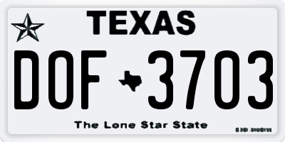 TX license plate DOF3703