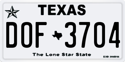TX license plate DOF3704