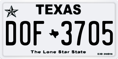 TX license plate DOF3705