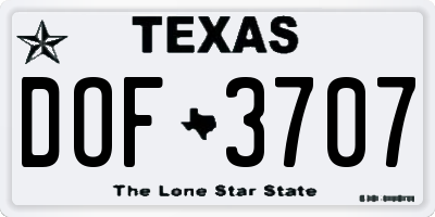 TX license plate DOF3707