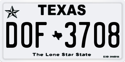 TX license plate DOF3708