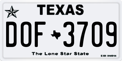 TX license plate DOF3709