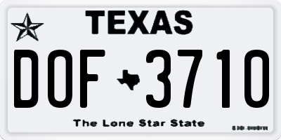 TX license plate DOF3710