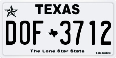 TX license plate DOF3712