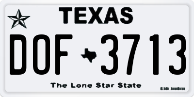 TX license plate DOF3713