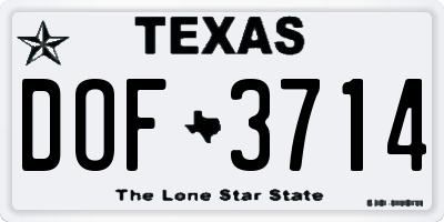TX license plate DOF3714
