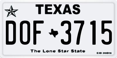 TX license plate DOF3715